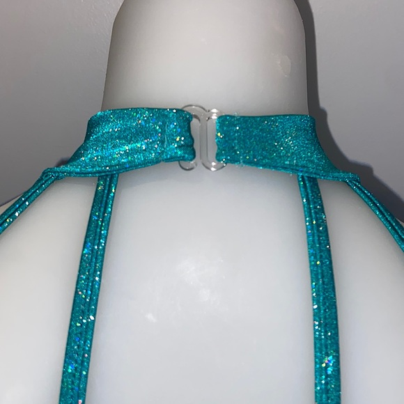 Aqua Holographic Wide leg Cutout Jumpsuit - Picture 10 of 15